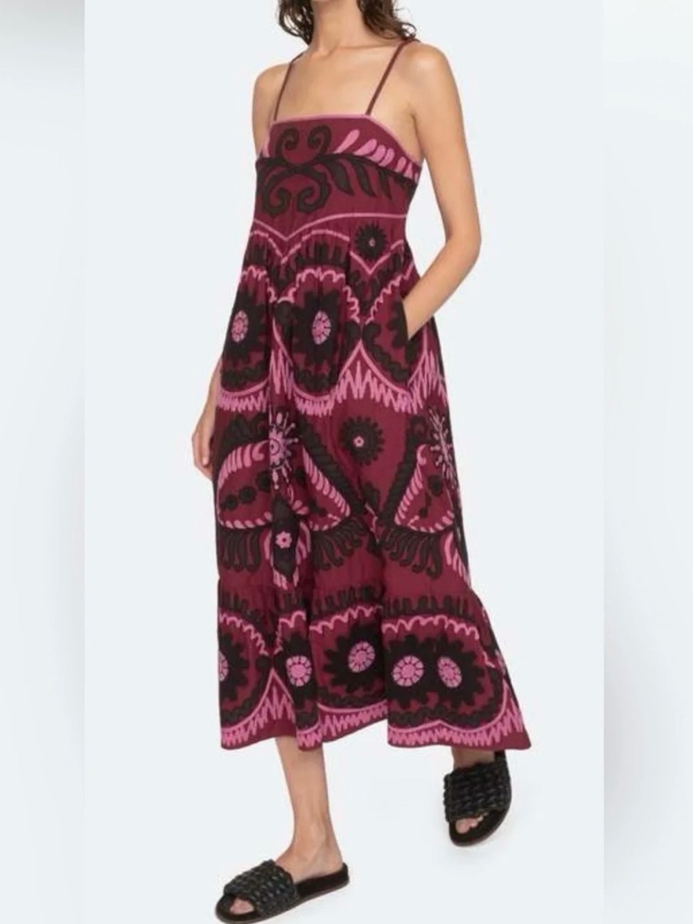 Sea New York Charlough Midi Slip Dress in Magenta - Picture 2 of 7